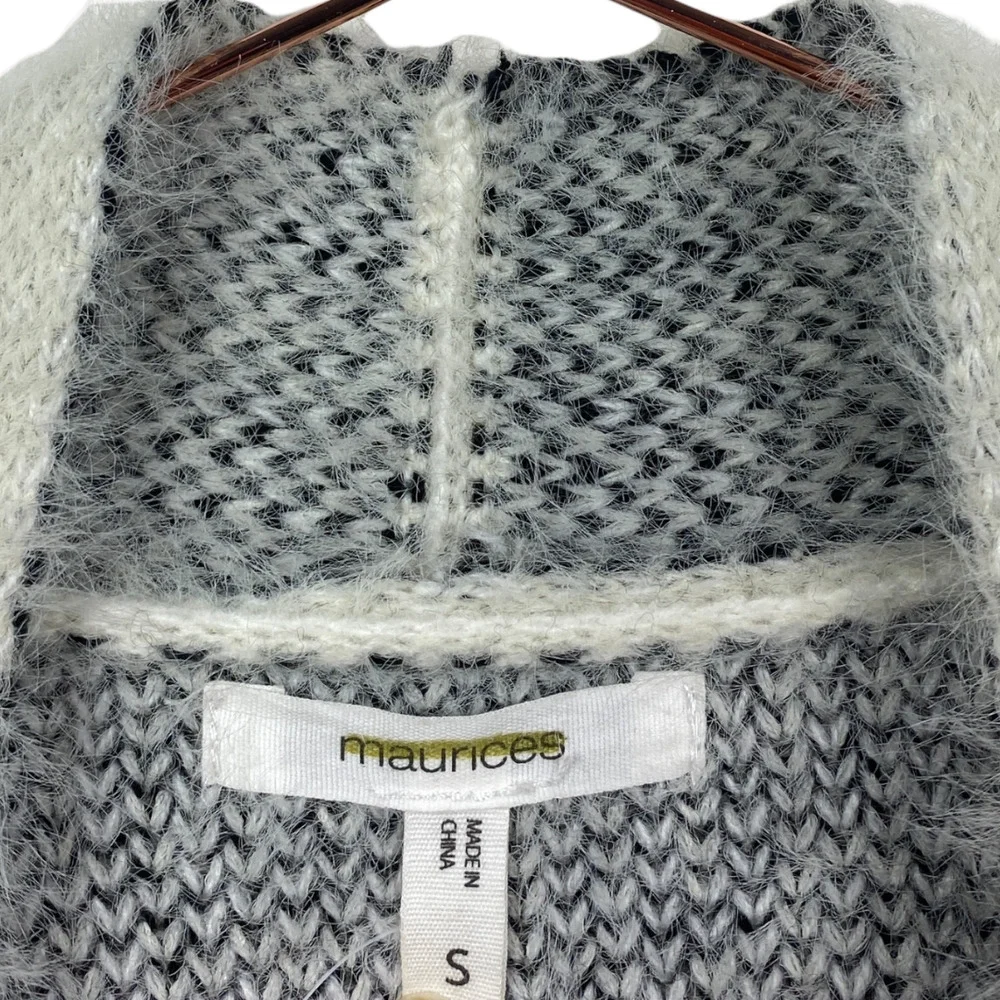 Maurices White Cardigan Sweater Open Front Long Sleeve Warm Fuzzy Small Women's - Picture 2 of 5